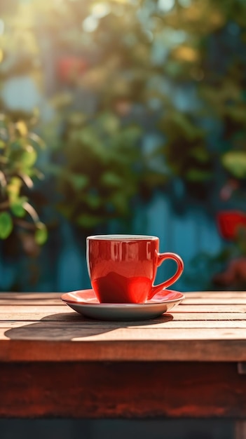 Tazza di caffè su sfondo naturale Illustrazione AI GenerativexA