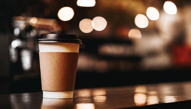 tazza di caffè sul bancone con sfondo di caffè Ideale per i modelli di design di caffè