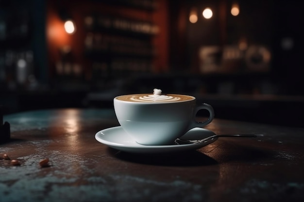 Tazza di caffè sul tavolo IA generativa