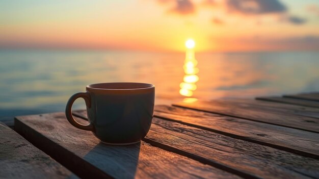 Tazza di caffè sulla tavola di legno