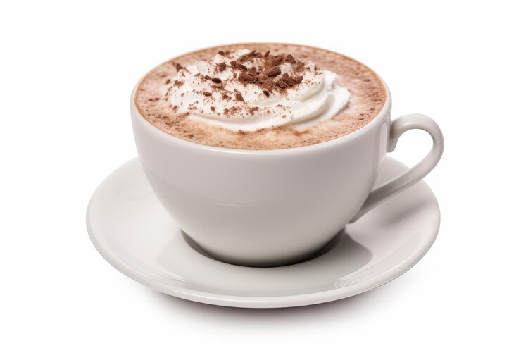 Foto tazza di cappuccino isolata su bianco