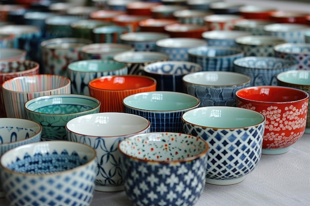 tazza di ceramica a disegni colorati fotografia professionale