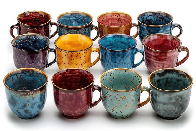 tazza di ceramica a disegni colorati fotografia professionale