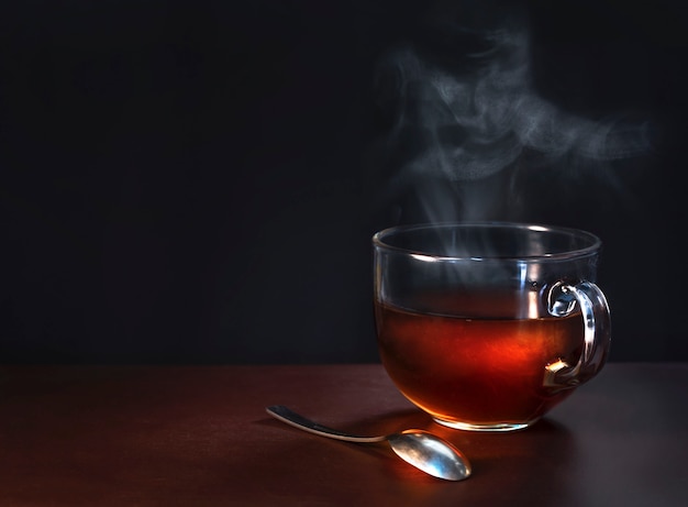 Tazza di tè nero appena preparato