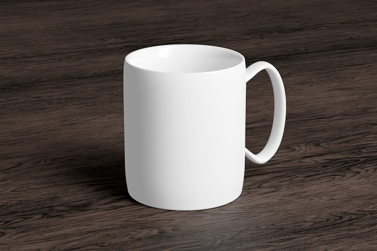 Foto tazza in ceramica su legno