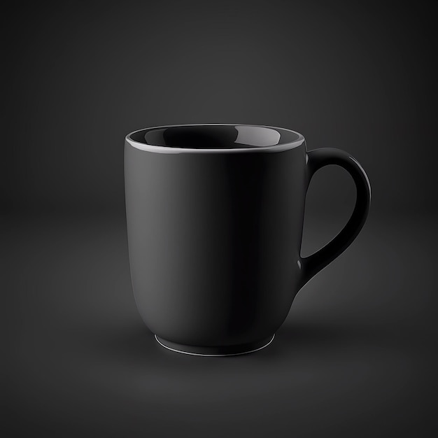 Tazza nera sul modello di mockup sfondo nero