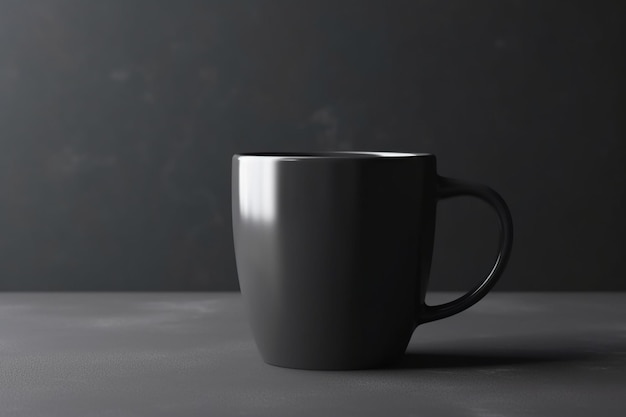 Tazza nera vuota Mock up su sfondo grigio chiaroMug per caffè cappuccino