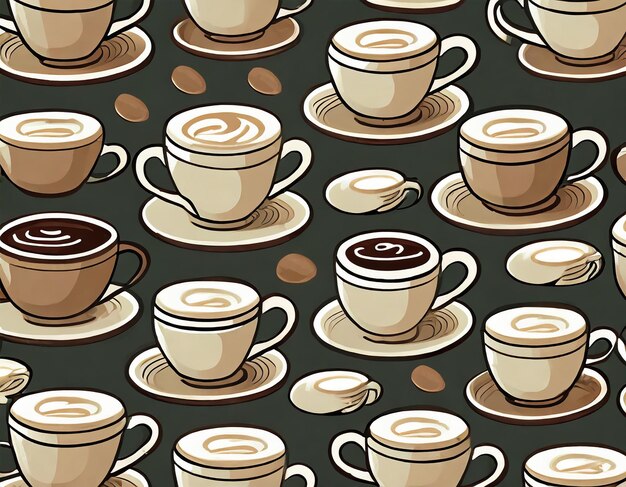 Tazze da caffè modello disegno carta da parati senza cuciture per il design