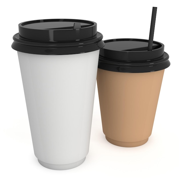 Tazze da caffè usa e getta Tazza di carta bianca con tappo in plastica