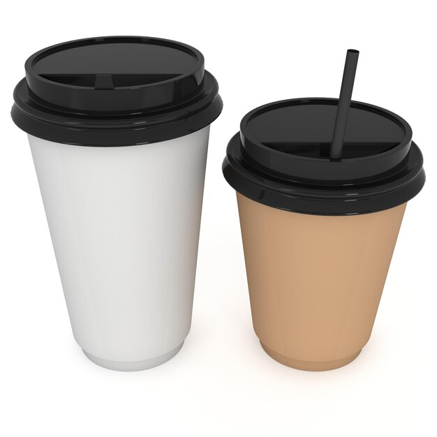 Tazze da caffè usa e getta Tazza di carta bianca con tappo in plastica