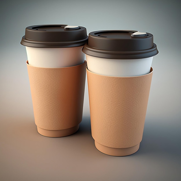 Tazze di caffè di carta isolate per caffè da asporto Generative AI