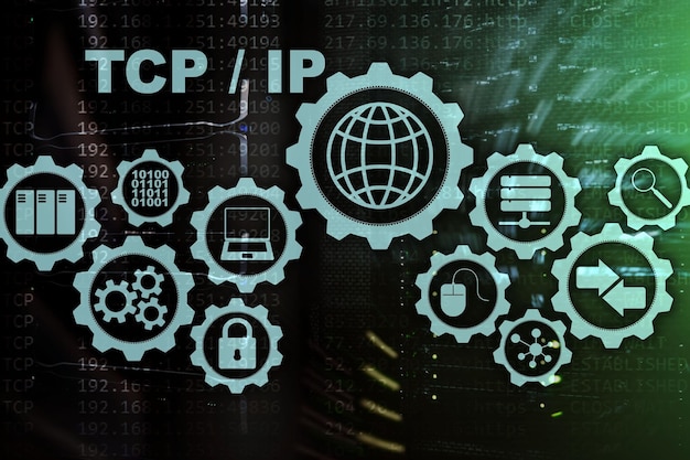 Tcp ip networking Protocollo di controllo della trasmissione Internet Technology concept