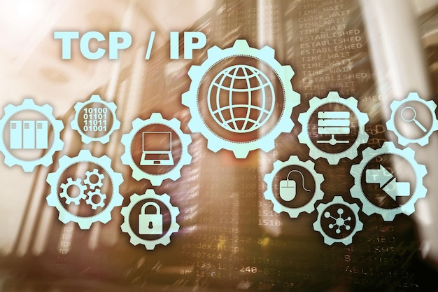 Tcp ip networking Protocollo di controllo della trasmissione Internet Technology concept