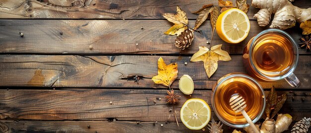 Tè allo zenzero, miele e limone Un delizioso riscaldamento autunnale in un bicchiere