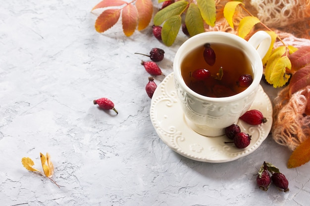 Tè di rosa canina in tazza di ceramica