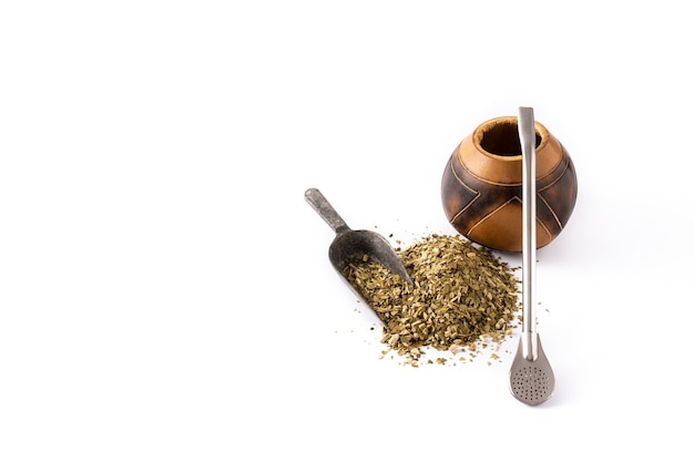 Tè di yerba mate isolato. Bevanda argentina tradizionale