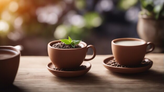 tè in tazza di argilla