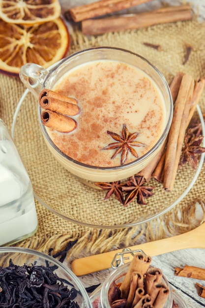 Tè Masala Messa a fuoco selettiva Cibo e bevande.