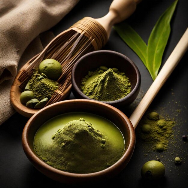 Tè matcha verde natura morta