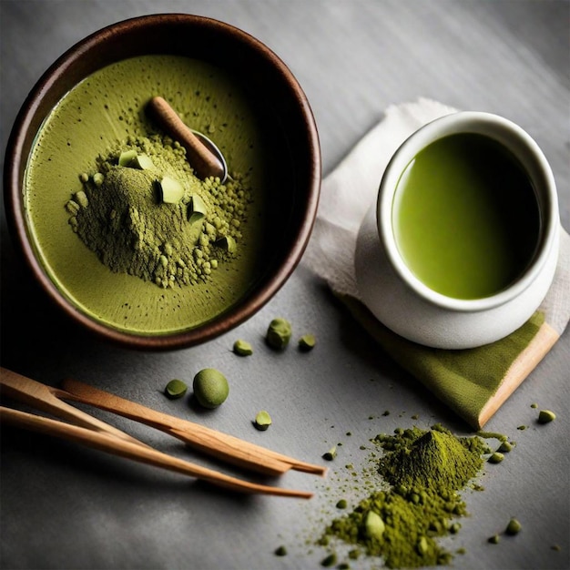 Tè matcha verde natura morta