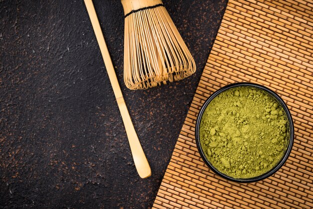 Tè verde giapponese matcha in polvere