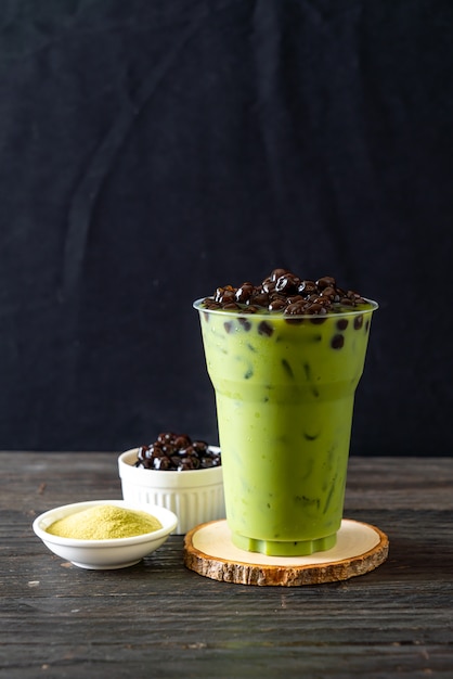 tè verde latte con bolla