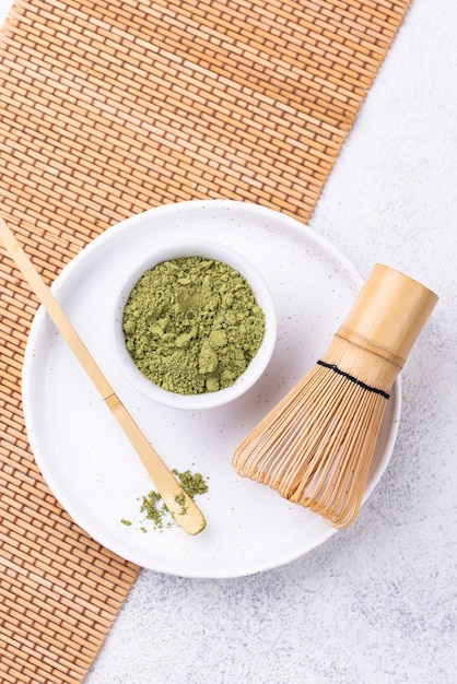 Tè verde matcha giapponese in polvere