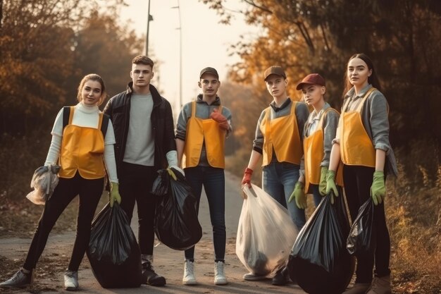 Team di giovani e gruppo di volontari per la diversità