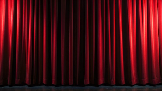 Teatro chiuso Tende rosse che preparano il palcoscenico per suspense e intrighi IA generativa