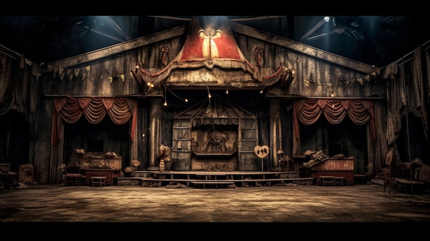 Teatro palcoscenico teatro di burattini carnevale oscuro distruzione