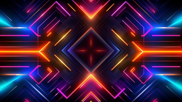 Techno Neon Background con forme geometriche generate dall'AI
