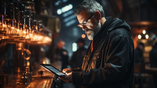 Tecnico che utilizza tablet in uno stabilimento industriale