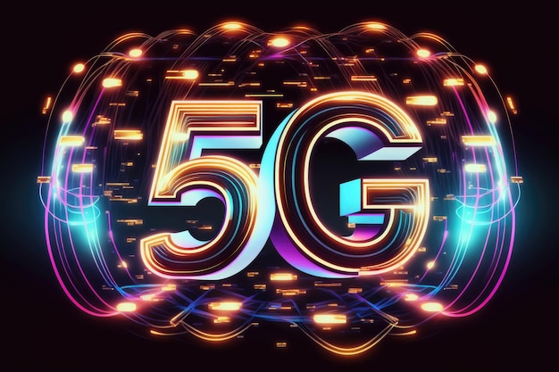 Tecnologia 5G sfondo colorato