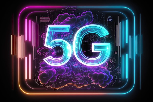 Tecnologia 5G sfondo colorato