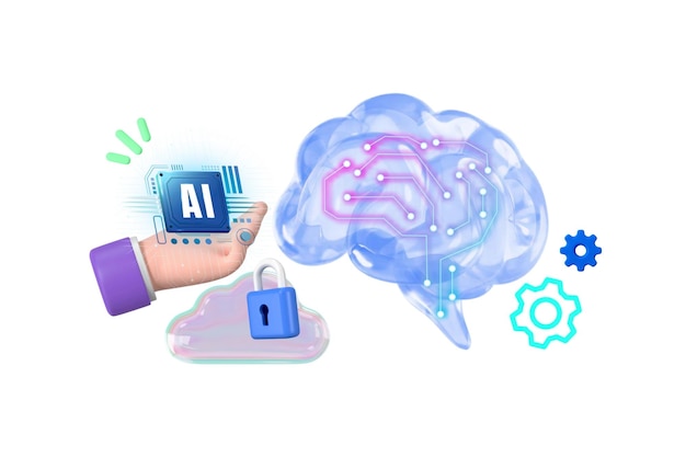 tecnologia AI png collage remix sfondo trasparente
