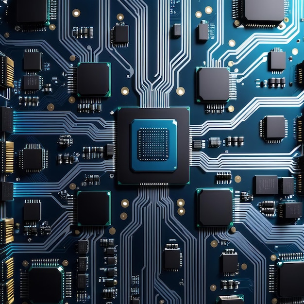 Tecnologia avanzata Visualizzazione Circuito CPU Processore Microchip Intelligenza artificiale