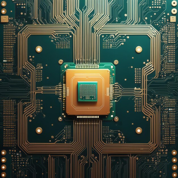 Tecnologia avanzata Visualizzazione Circuito CPU Processore Microchip Intelligenza artificiale