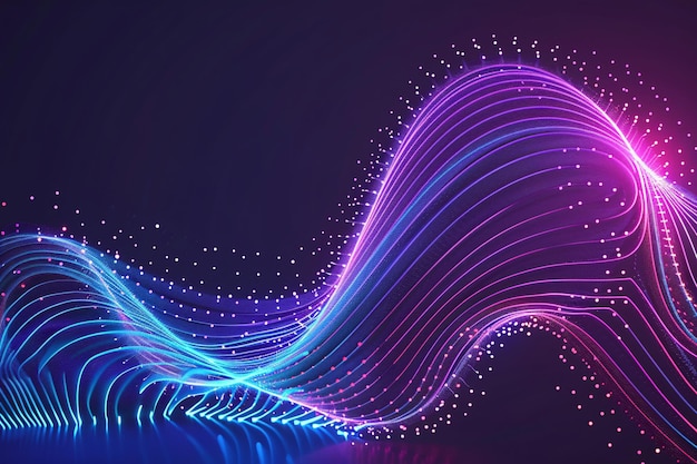 Tecnologia dati sfondo particelle luminose astratto futuristico e tecnologia particelle d'onda digitale