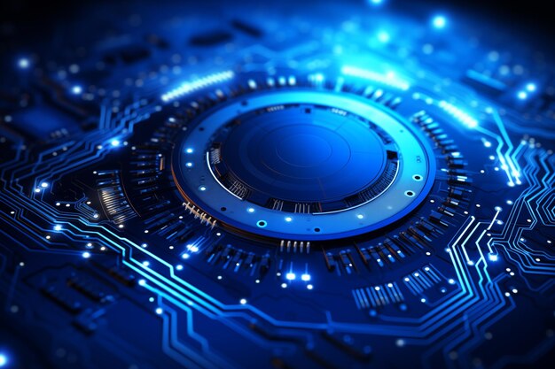 Tecnologia dei circuiti elettronici del cerchio futuristico blu da Generative AI