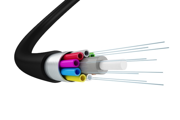 Tecnologia del cavo in fibra Internet che trasmette grandi quantità di dati ad altissima velocità d rendering