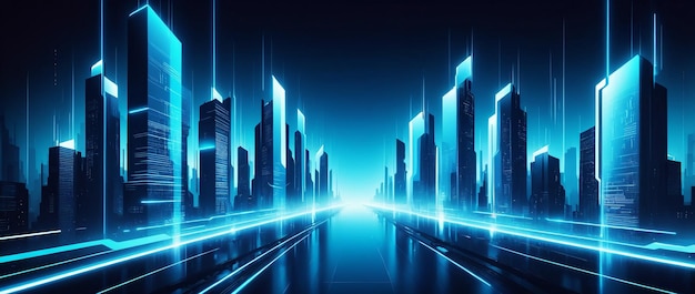 Tecnologia della città futura Architettura Tecnologia Elementi luminosi Illustrazione Sfondi