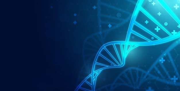 Tecnologia della sanità e della scienza medica con analisi del DNA wireframe del DNA cromosomico concetti genetici e idee per l'innovazione della tecnologia sanitaria medicina scienza della salute e ricerca