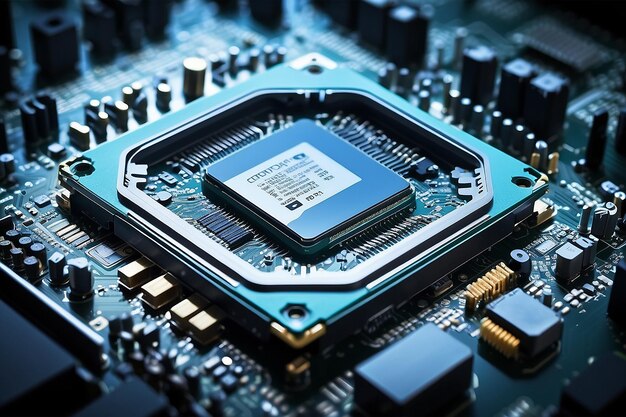 Tecnologia della scheda di circuito Processori centrali CPU concetto scheda madre chip digitale