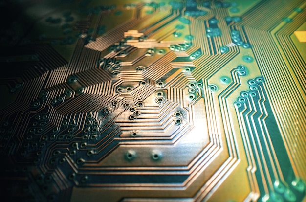Tecnologia di base con schede di circuiti elettronici, tecnologia hardware per computer, schede madri digitali
