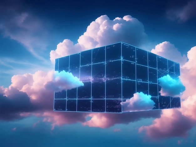 Tecnologia di cloud networking Illustrazione generativa dell'IA