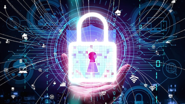 Tecnologia di crittografia della sicurezza informatica per proteggere la privacy dei dati concettuale