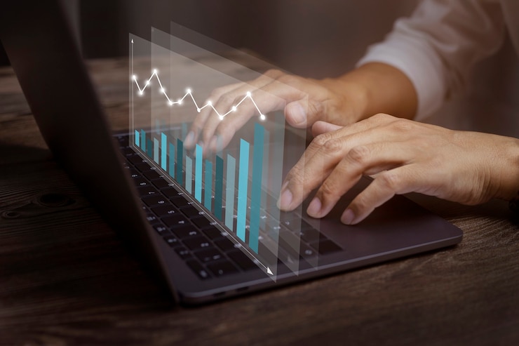 Foto tecnologia di finanza aziendale e concetto di investimento