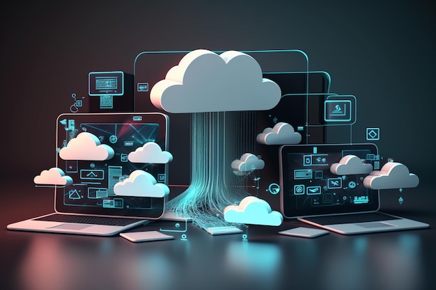 Tecnologia di hosting di cloud computing 3D con dispositivi elettronici
