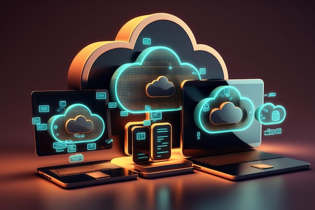 Tecnologia di hosting di cloud computing 3D con dispositivi elettronici