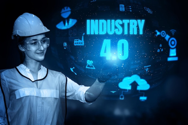 Tecnologia di ingegneria e concetto di fabbrica intelligente dell'industria 4.0